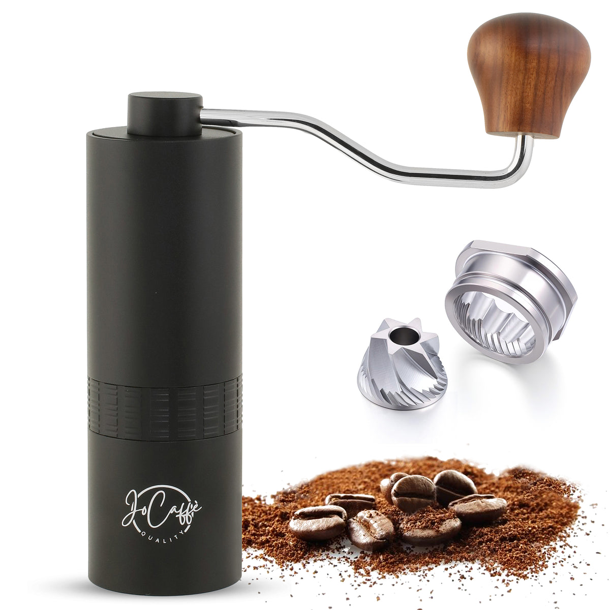 JoCaffè Manual Coffee Grinder, Stainless Steel Conical Burr, Portable, Adjustable